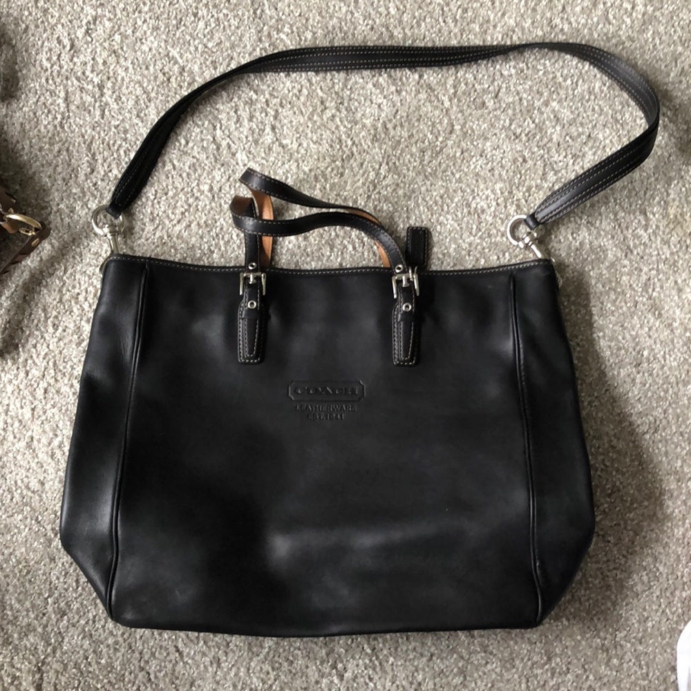LARGE black coach bag/briefcase style